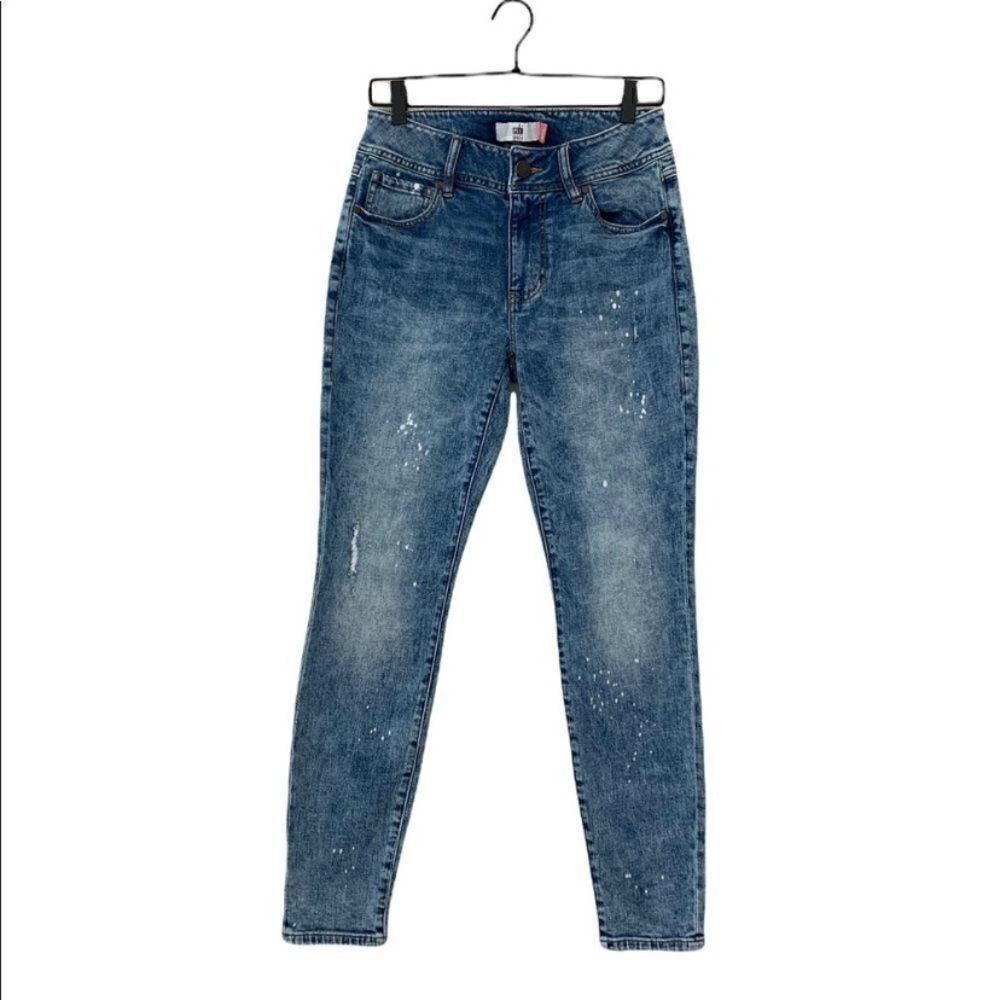 CABI Bleach Acid Wash Cinch Skinny Jeans Size 8